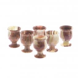 Набор рюмок на ножке "Тюльпан" 50 мл камень оникс 6 шт 5,2х7 см в коробке (2х3)