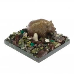 Сувенир "Мишка у камня" змеевик