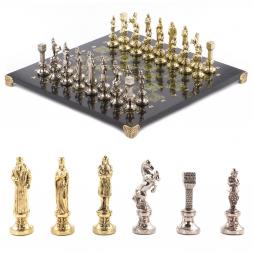 Шахматы "Ренессанс" доска 36х36 см змеевик фигуры цвет золото / серебро