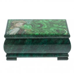 Шкатулка "Хозяйка медной горы" из змеевика 18х10х8,5 см