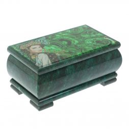 Шкатулка "Хозяйка медной горы" из змеевика 18х10х8,5 см