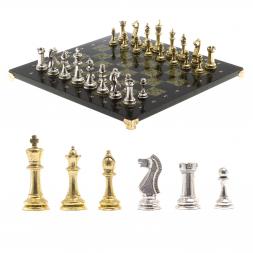 Шахматы турнирные "Стаунтон" доска 40х40 см камень змеевик