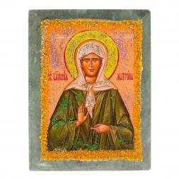Икона настольная "Святая Матрона" камень змеевик 9х7,2х3 см