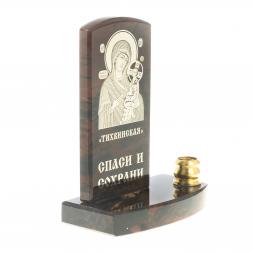 Икона с подсвечником "Тихвинская" камень обсидиан