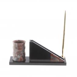 Письменный мини-набор с часами из яшмы