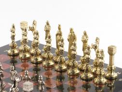 Шахматы "Ренессанс" доска 36х36 см лемезит змеевик фигуры цвет золото / серебро