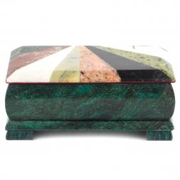 Шкатулка для денег "Купюра" с мозаикой змеевик 19х9,5х8 см