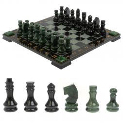 Шахматы с гравировкой "Турнирные" доска 42х42 см нефрит, габбро