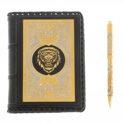 Подарочный набор "Лев" ежедневник А6 и ручка с гравюрой Златоуст