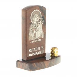 Икона с подсвечником "Иверская" камень обсидиан