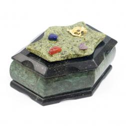 Шкатулка "Лепесток" большая змеевик 17х10х8 см