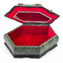 Шкатулка "Лепесток" большая змеевик 17х10х8 см