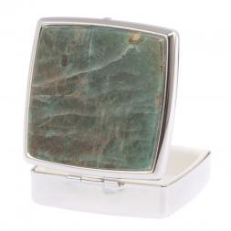 Таблетница на 2 отделения камень зеленый апатит цвет серебро