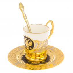 Кофейный набор &amp;quot;Герб РФ&amp;quot; 80 мл с чернением Златоуст