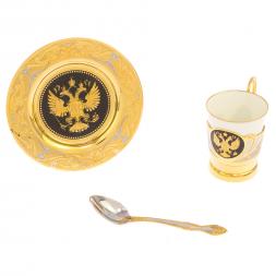 Кофейный набор &amp;quot;Герб РФ&amp;quot; 80 мл с чернением Златоуст