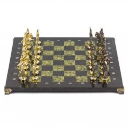 Шахматы бронзовые фигуры "Русские" доска 40х40 см камень змеевик