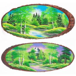 Панно на срезе дерева "Лето" горизонтальное 60-65 см каменная крошка