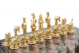 Шахматы подарочные "Деревенские" фигуры бронза, доска камень 40х40 см