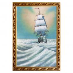 Картина "Парусник" багет 46х66 см, каменная крошка
