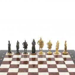Шахматы "Русские" бронза доска 40х40 лемезит мрамор