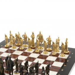 Шахматы "Русские" бронза доска 40х40 лемезит мрамор