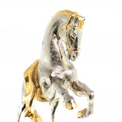 Каминные часы "Конь на дыбах" из малахита Златоуст