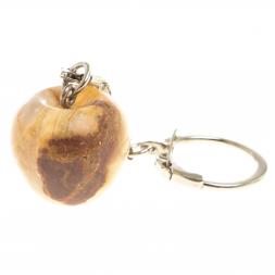 Брелок "Яблоко" оникс зелено-коричневый