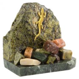 Сувенир "Ящерица на скале" змеевик лемезит