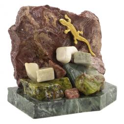 Сувенир "Ящерица на скале" змеевик лемезит