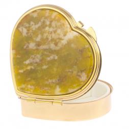 Таблетница "Сердце" на 3 отделения камень офит благородный цвет золото