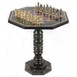 Шахматный стол фигуры "Римские" бронза лемезит