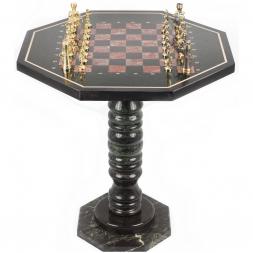 Шахматный стол фигуры "Римские" бронза лемезит