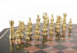 Шахматный стол фигуры "Римские" бронза лемезит