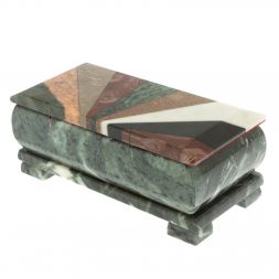 Шкатулка для денег "Купюра" с мозаикой из змеевика