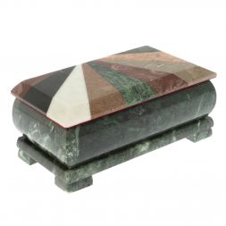 Шкатулка для денег "Купюра" с мозаикой из змеевика