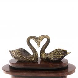 Часы "Пара лебедей" бронза лемезит