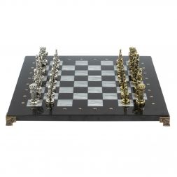 Шахматы "Рыцари" доска 36х36 см / серый мрамор