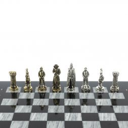 Шахматы "Рыцари" доска 36х36 см / серый мрамор