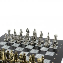 Шахматы "Рыцари" доска 36х36 см / серый мрамор