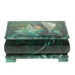 Шкатулка "Хозяйка медной горы" из змеевика 18х10х8,5 см