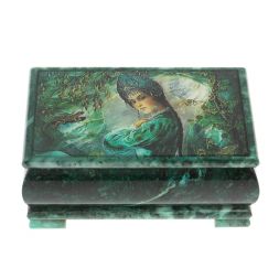 Шкатулка "Хозяйка медной горы" из змеевика 18х10х8,5 см