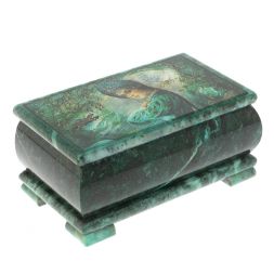 Шкатулка "Хозяйка медной горы" из змеевика 18х10х8,5 см