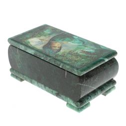 Шкатулка "Хозяйка медной горы" из змеевика 18х10х8,5 см