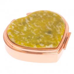 Таблетница "Сердце" на 3 отделения камень офит благородный цвет красное золото