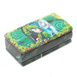 Шкатулка Хозяйка медной горы змеевик 14х7х5 см