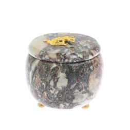 Шкатулка круглая "Ящерица" камень креноид 8х8х7,5 см