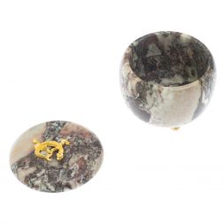 Шкатулка круглая "Ящерица" камень креноид 8х8х7,5 см