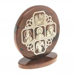 Икона настольная "Иконостас" камень обсидиан 6х2,5х6,5 см