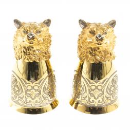 Подарочный набор "Волк" фляжка и 2 стопки перевертыша Златоуст