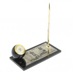 Письменный набор &amp;quot;Купюра 5000 рублей&amp;quot; из черного обсидиана